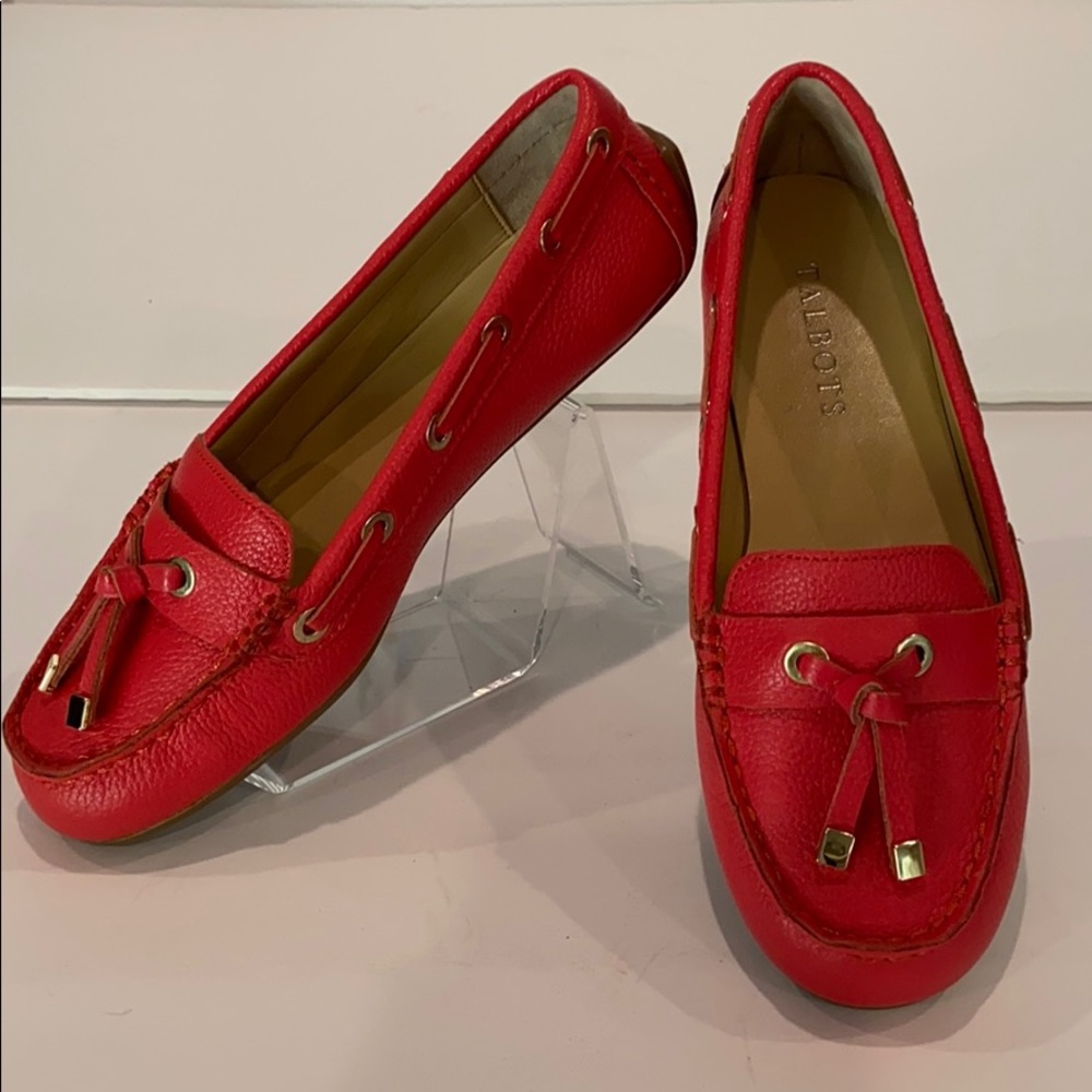 Talbots Red Leather Driving Loafer   Sz 5
